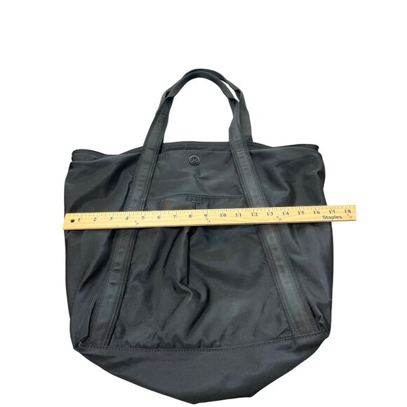 Lululemon Black Nylon Large Tote Bag With Double Handles And Front Pocket - Picture 8 of 8